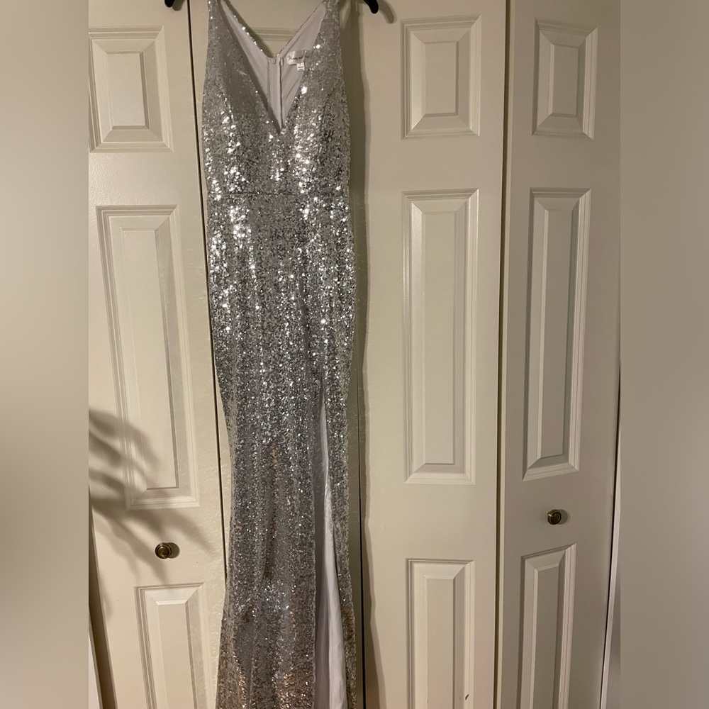 silver prom dress